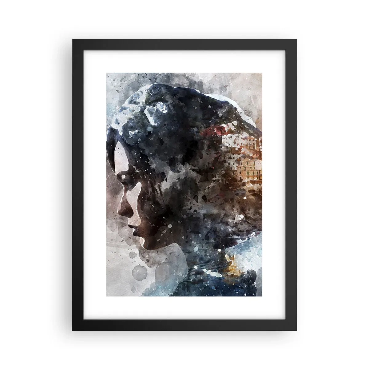 Poster in black frame - Tale about a Girl with a City in the Background - 30x40 cm