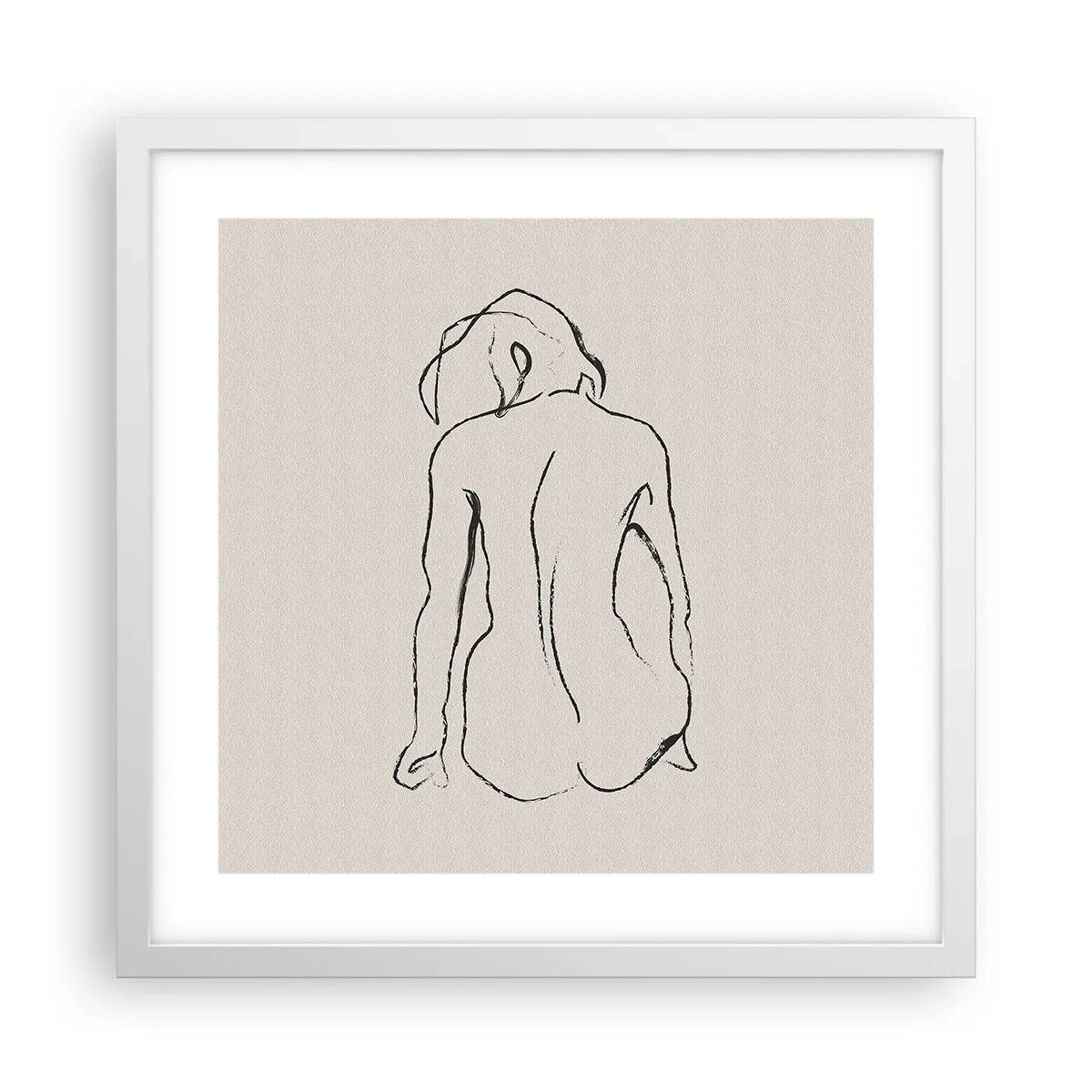 Poster in white frmae - Woman Nude - 40x40 cm