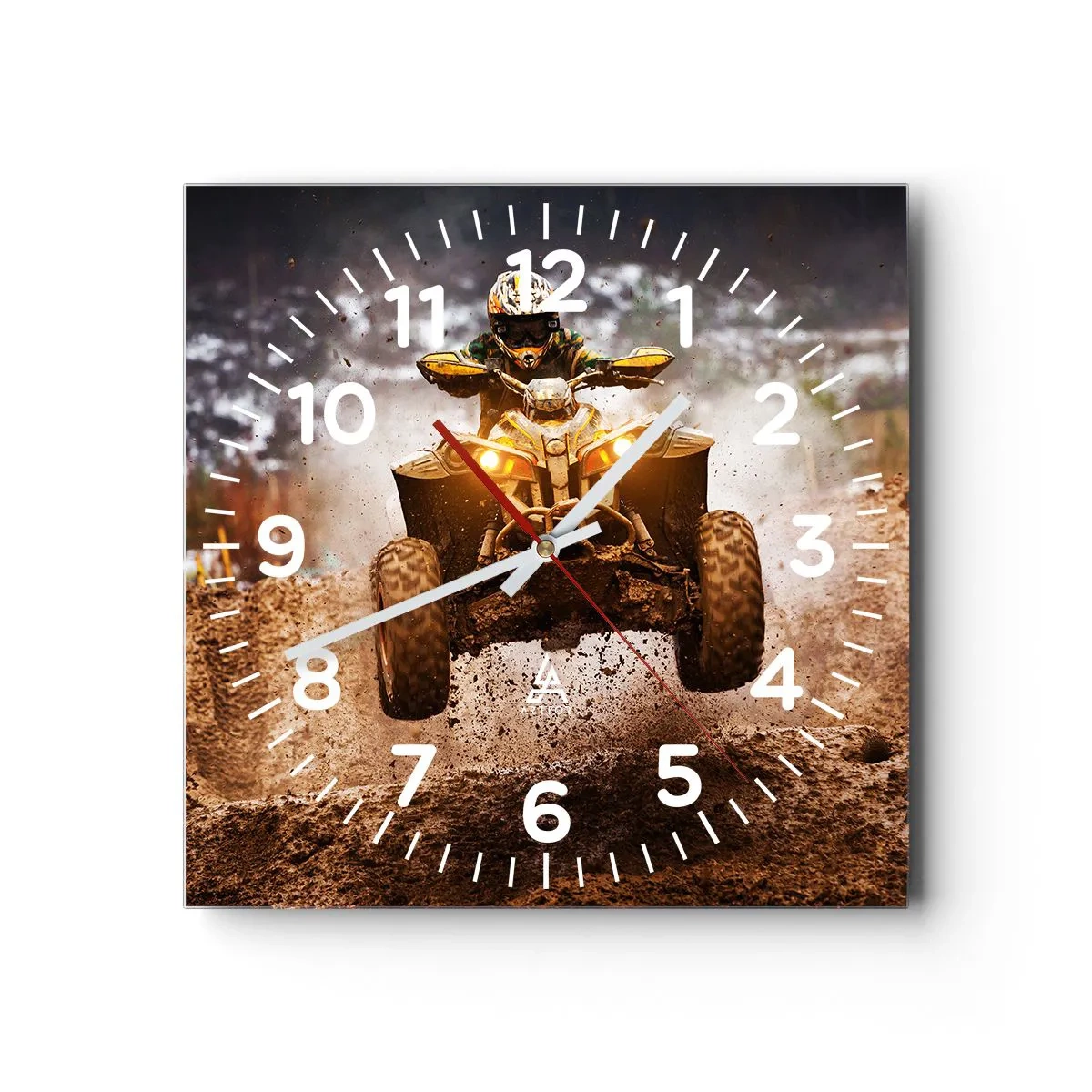 Wall clock - Clock on glass - No Risk No Fun - 30x30 cm
