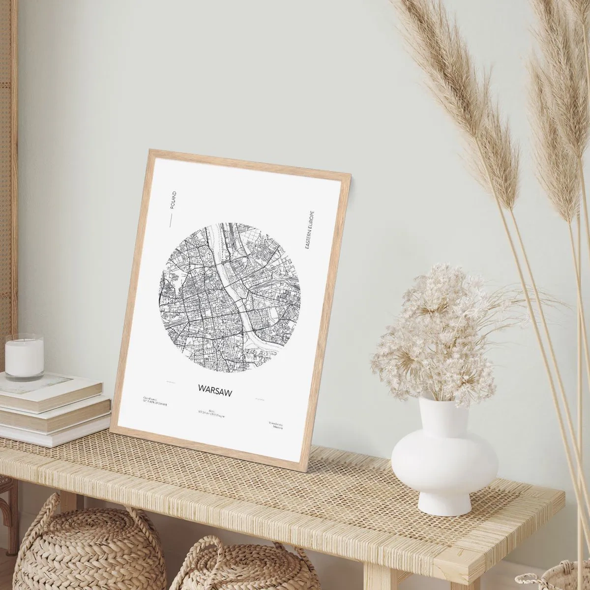 Poster in light oak frame - Anatomy of Warsaw - 30x40 cm