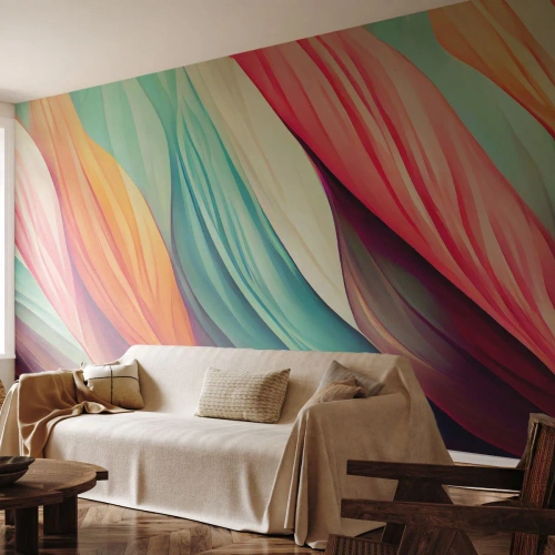 Photo Wallpaper Standard Eco - Rainbow Knot - Pastel, Lines, Abstraction - 500x350 cm