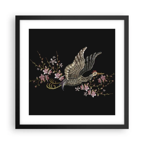 Poster in black frame - Exotic, Embroidered Bird - 40x40 cm