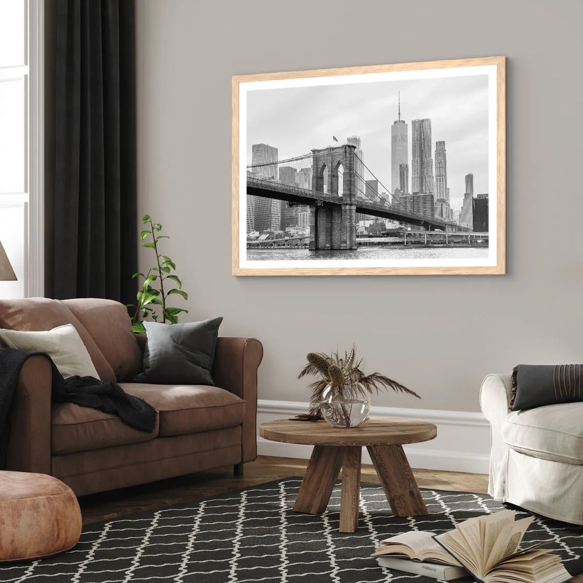 Poster in light oak frame - New York Style  - 70x50 cm