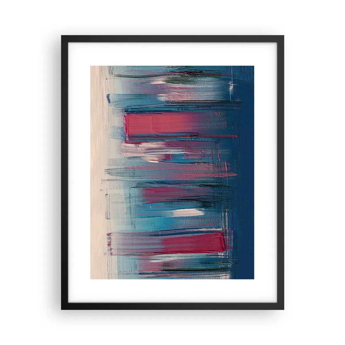 Poster in black frame - Vertical Composition In Blue And Red - 40x50 cm