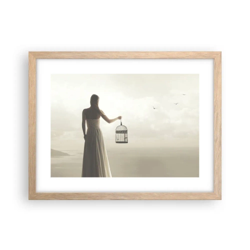 Poster in light oak frame - Be Free - 40x30 cm