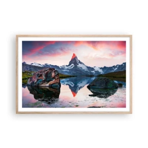 Poster in light oak frame - Heart of the Mountains Is Hot - 91x61 cm