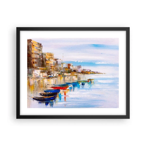 Poster in black frame - Multicolour Town Marina - 50x40 cm