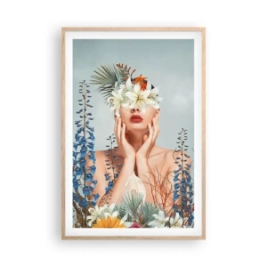 Poster in light oak frame - Woman – Flower - 61x91 cm