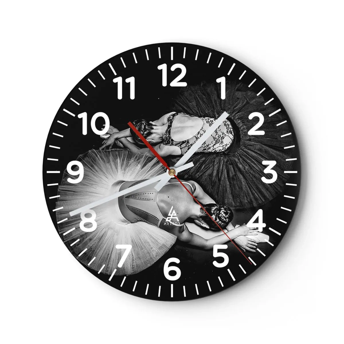 Wall clock - Clock on glass - Yin and Yang - Ideal Balance - 30x30 cm