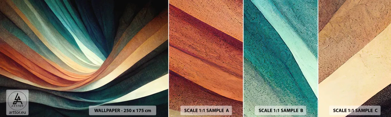 Photo Wallpaper Sample Self-Adhesive Deluxe Sticker - Woven from Colours - Piece, Abstraction, Lines - 100x30 cm