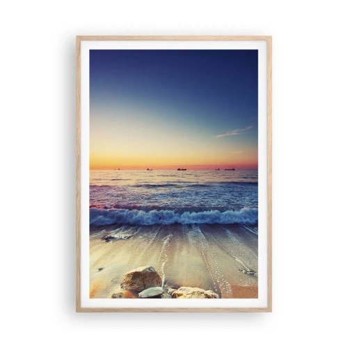 Poster in light oak frame - What Is behind the Horizon? - 70x100 cm