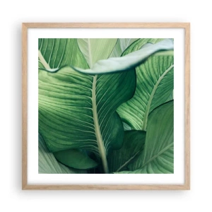 Poster in light oak frame - Life in Intense Green Colour - 50x50 cm