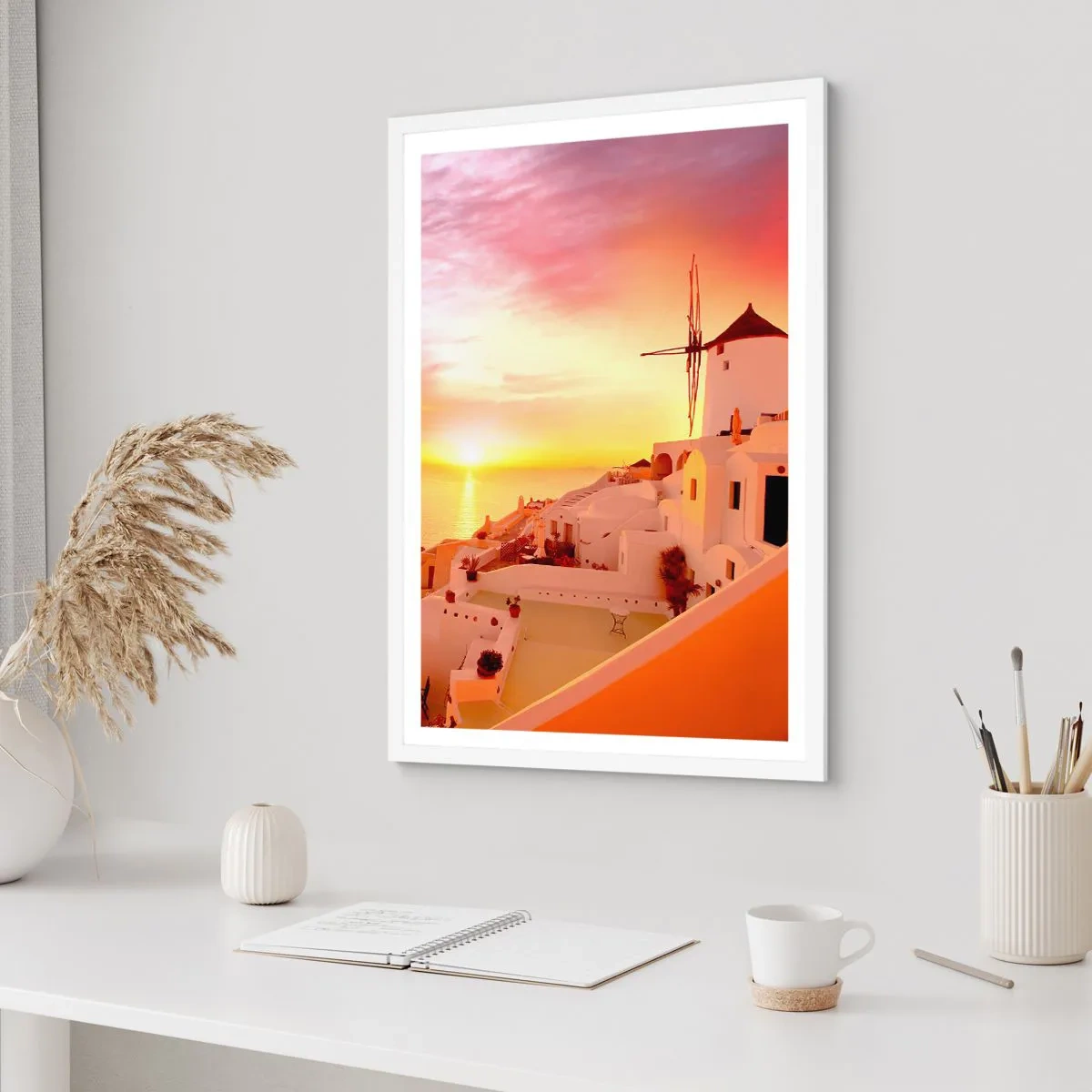 Poster in white frmae - Melting in White and Gold - 30x40 cm