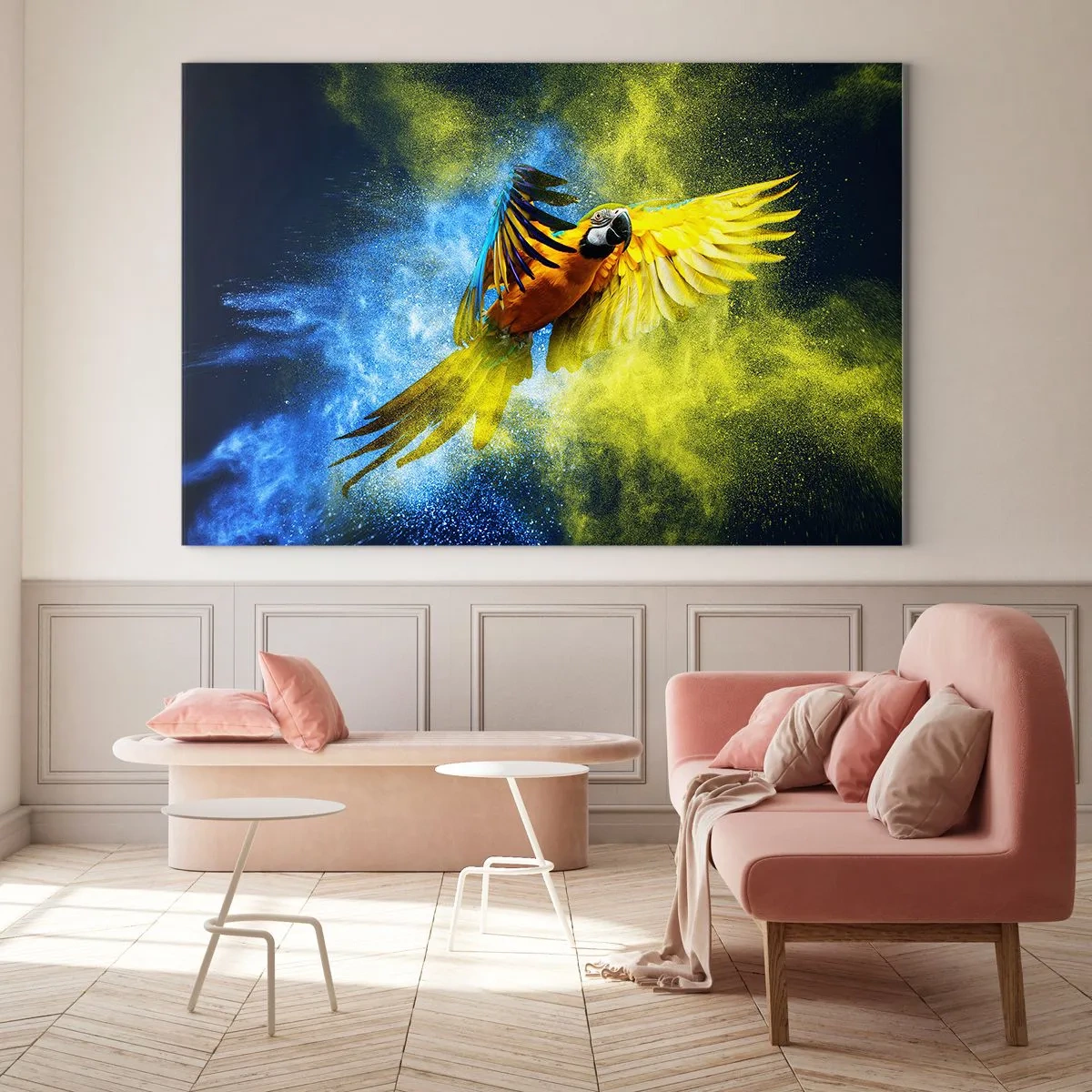 Glass picture - In Blue and Gold Dust - 120x80 cm