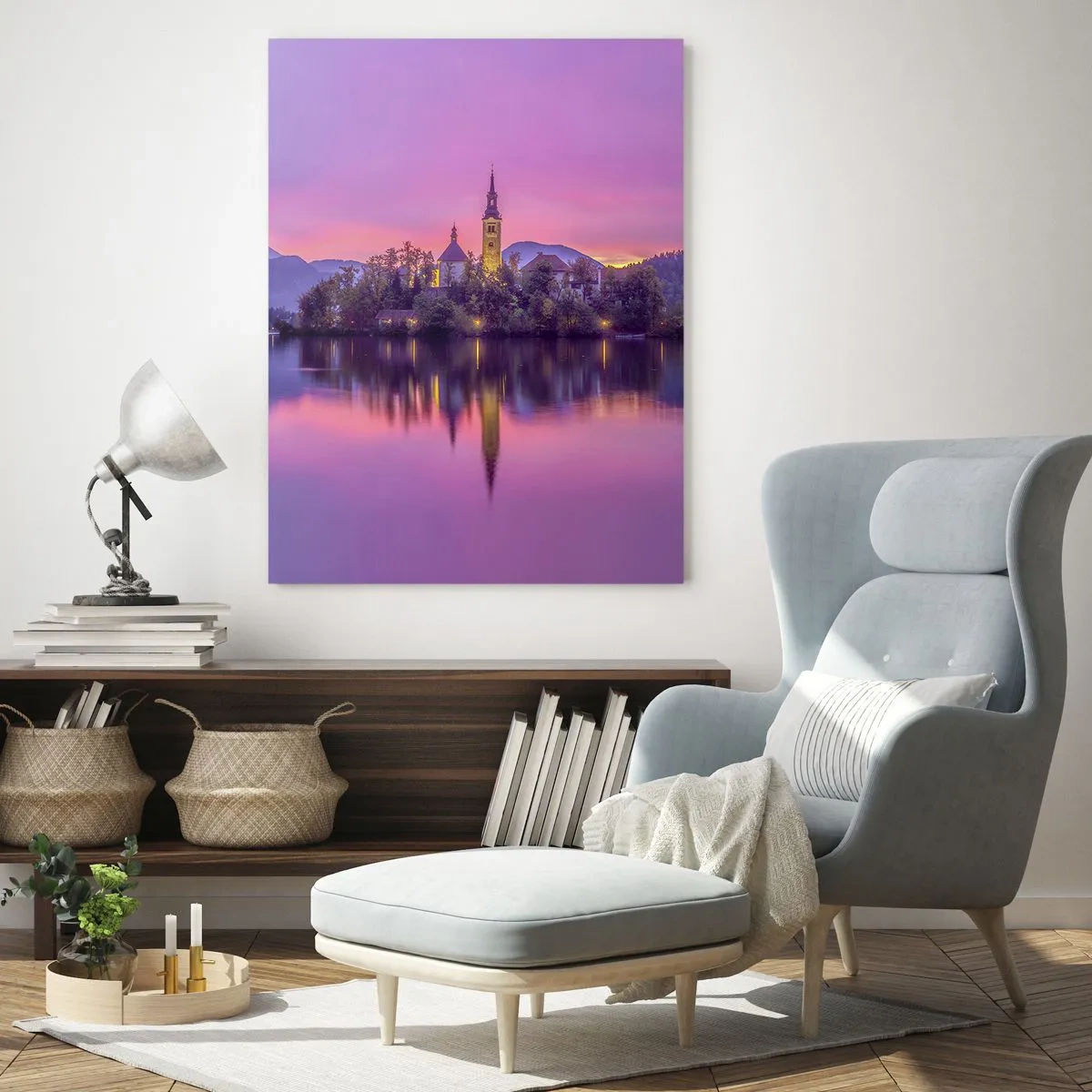 Glass picture - Fairytale Island by Dusk - 50x70 cm