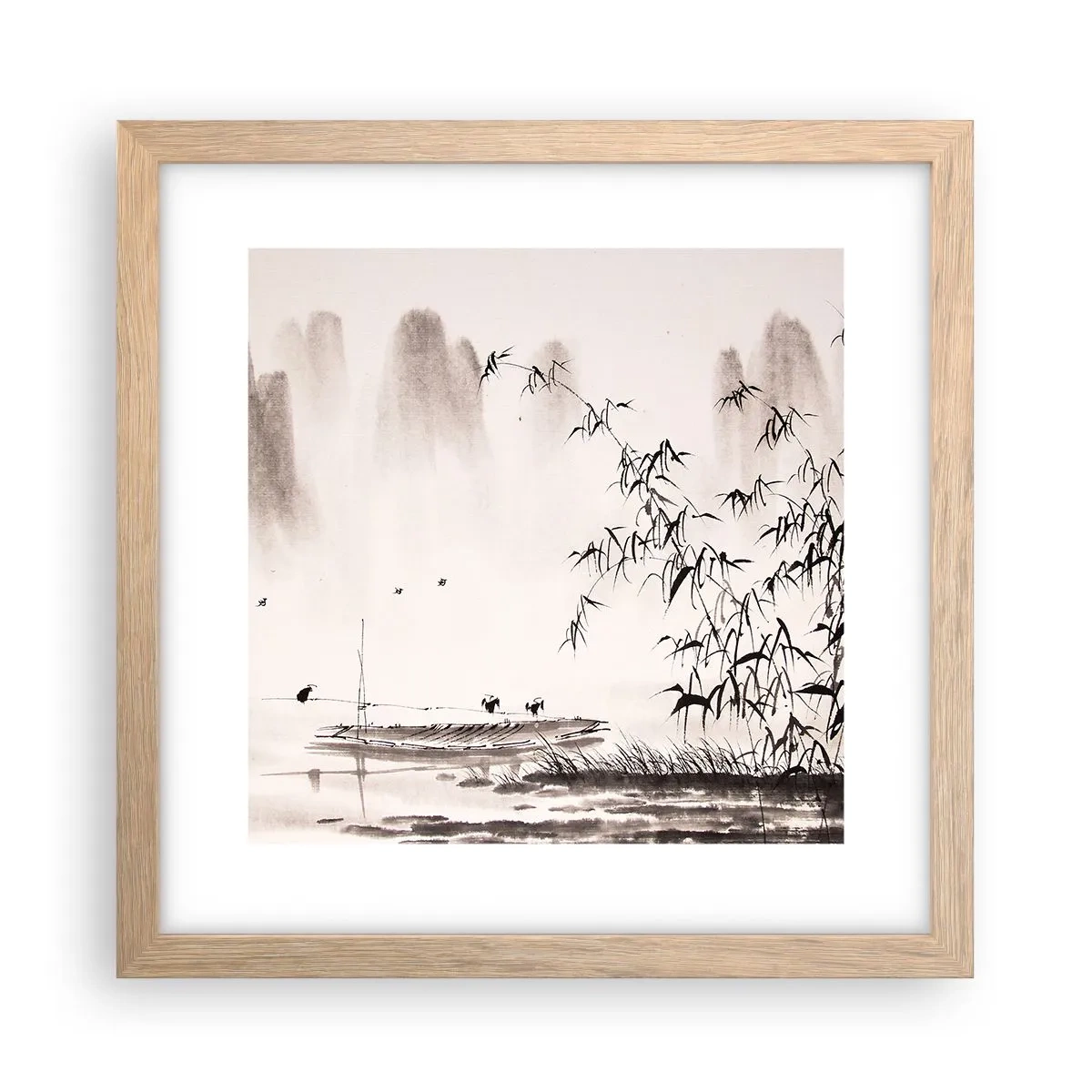 Poster in light oak frame - Quiet As a Rice Field - 30x30 cm