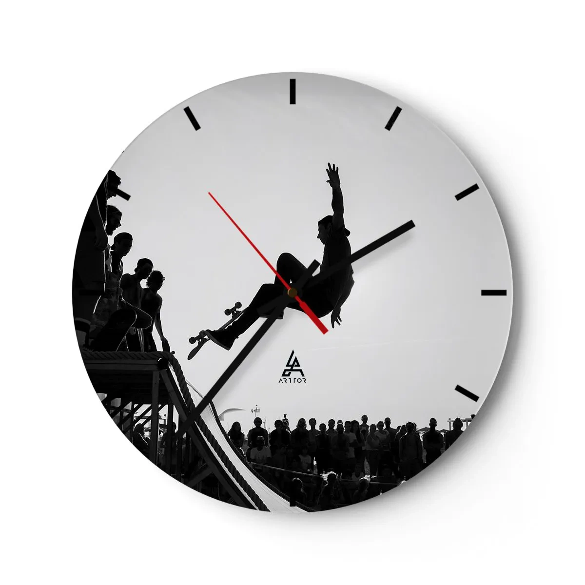 Wall clock - Clock on glass - Heroes and Spectators - 40x40 cm