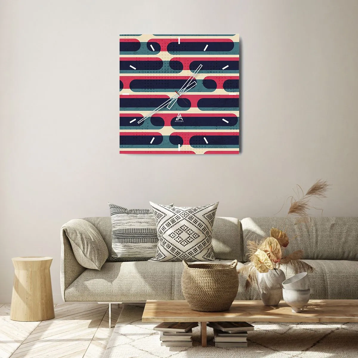 Wall clock - Clock on glass - Inwards and Forwards - 30x30 cm