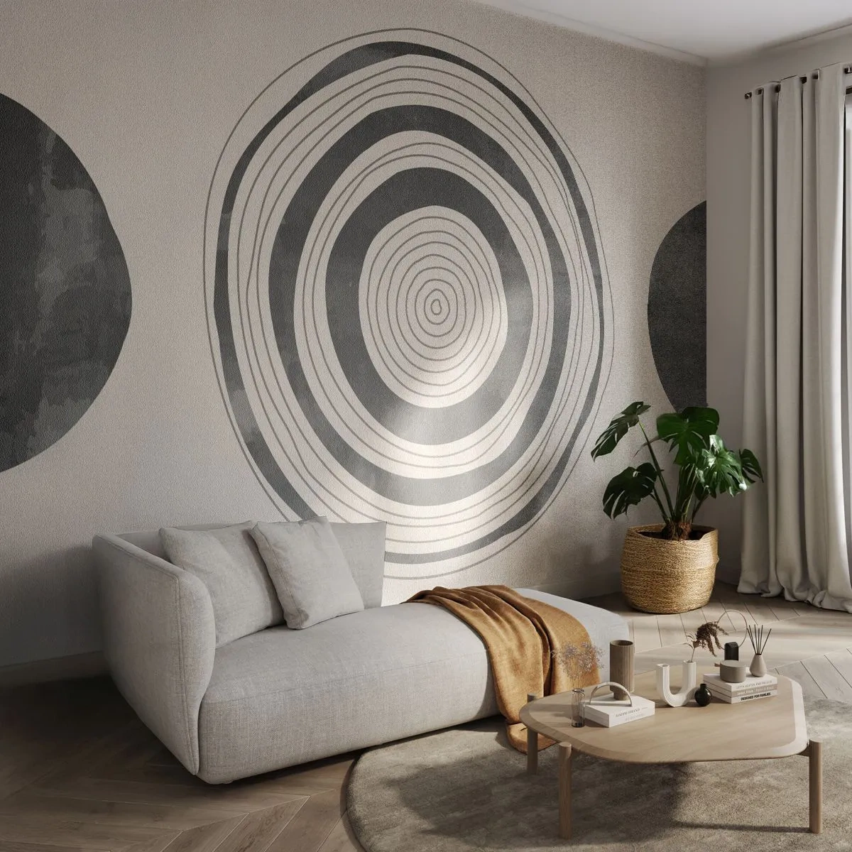 Photo Wallpaper Standard Eco - Concentric circles in a minimalist style - 100x70cm - Important What's in Between - Modern wall decoration for the living room and bedroom ARTTOR
