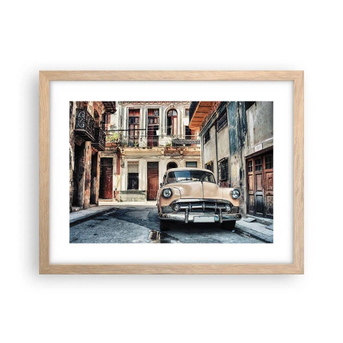 Poster in light oak frame - Siesta in Havana - 40x30 cm
