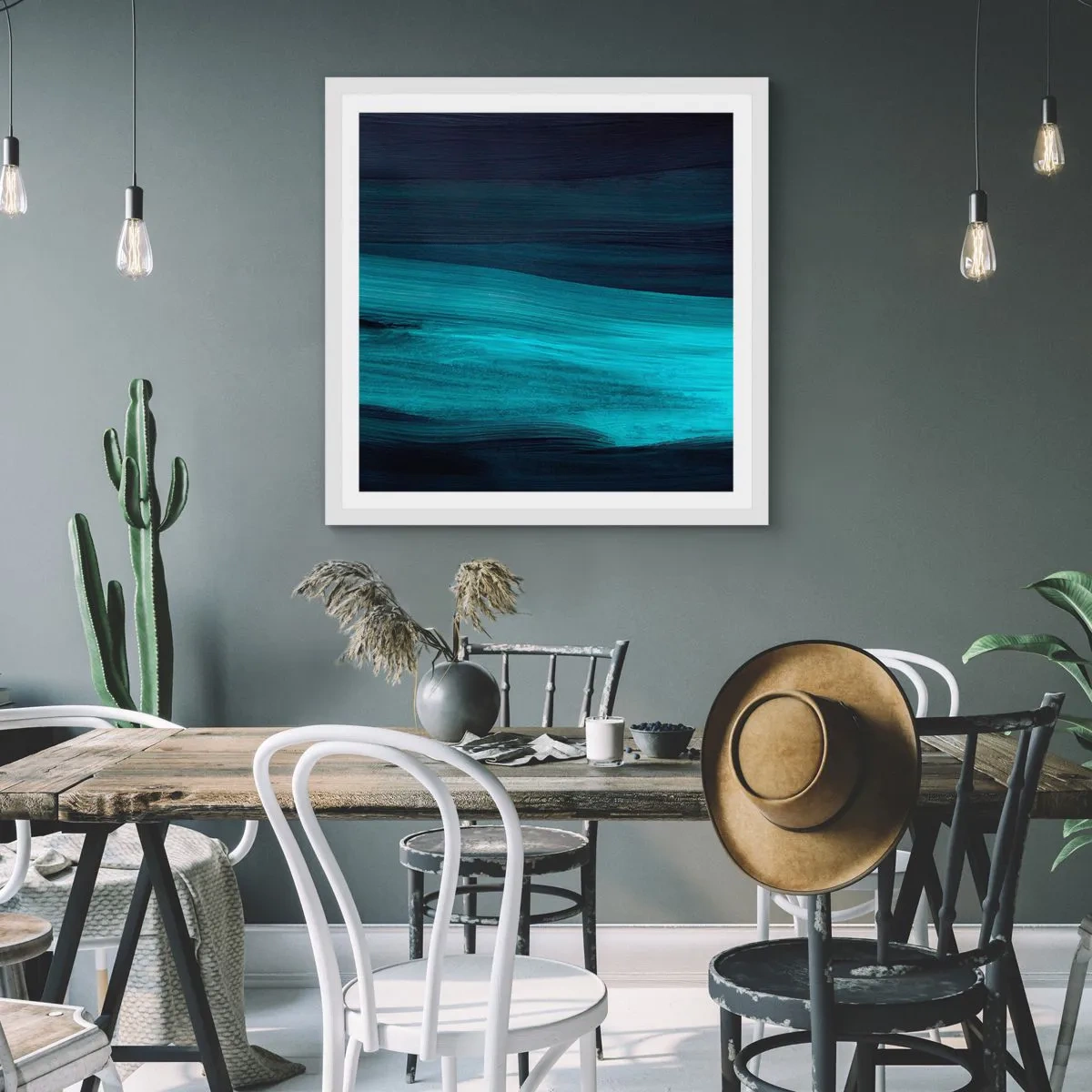 Poster in white frmae - Swim with the Flow - 50x50 cm