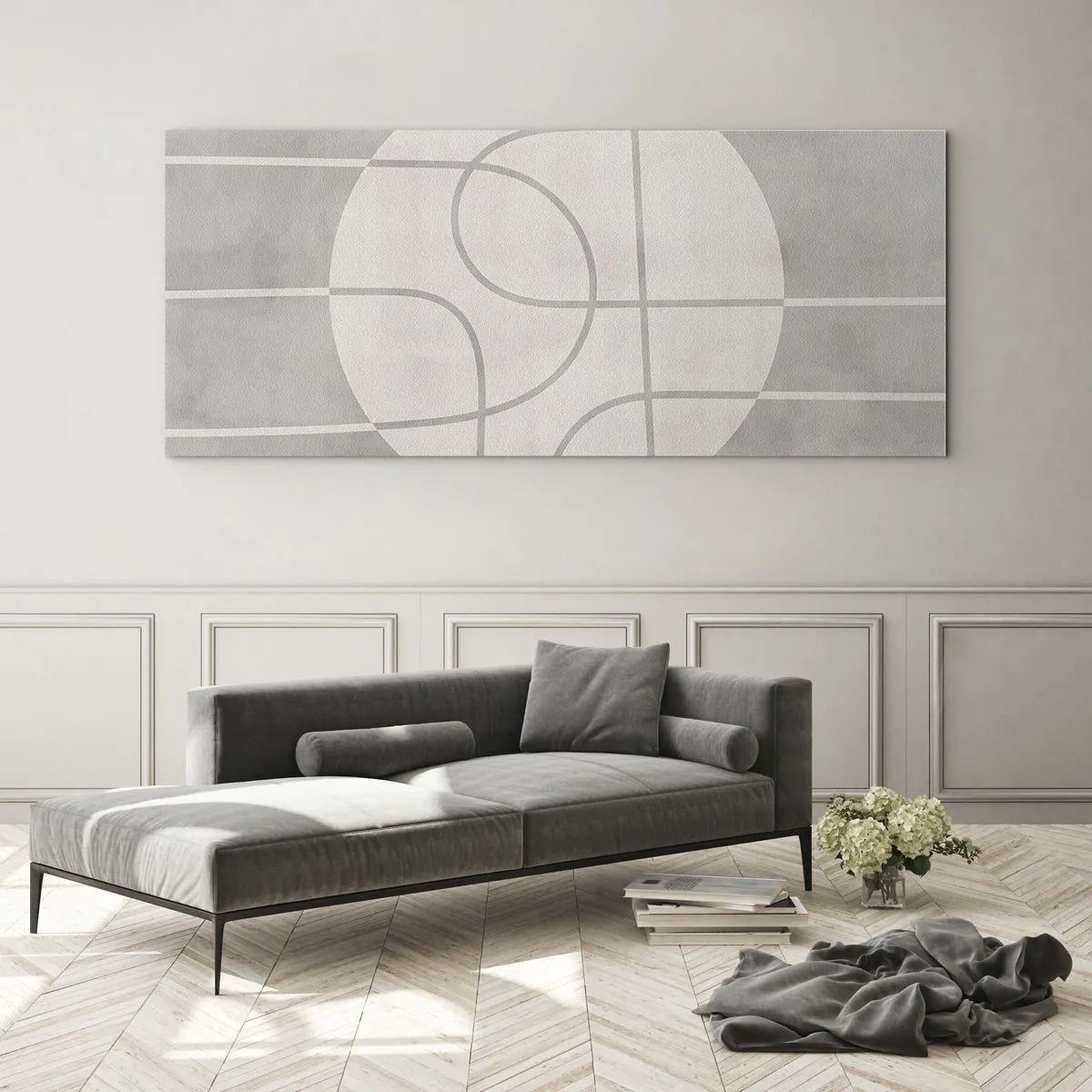 Glass picture - Circular and Straight - 160x50 cm