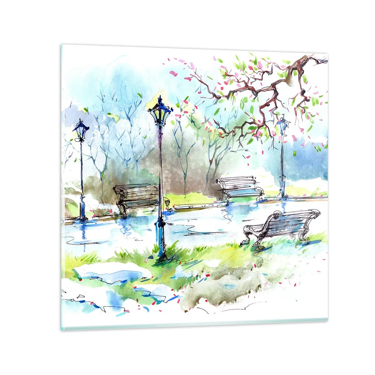Glass picture - Charm of Park Silence - 70x70 cm
