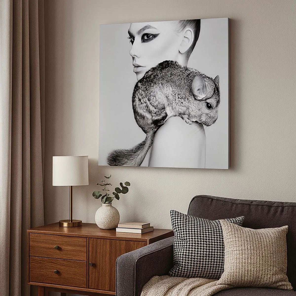 Canvas picture - Lady with a Chinchilla - 30x30 cm