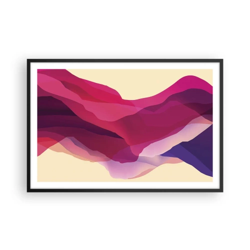 Poster in black frame - Waves of Purple - 91x61 cm