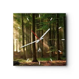 Wall clock - Clock on glass - Beaming in Spring Morning - 30x30 cm