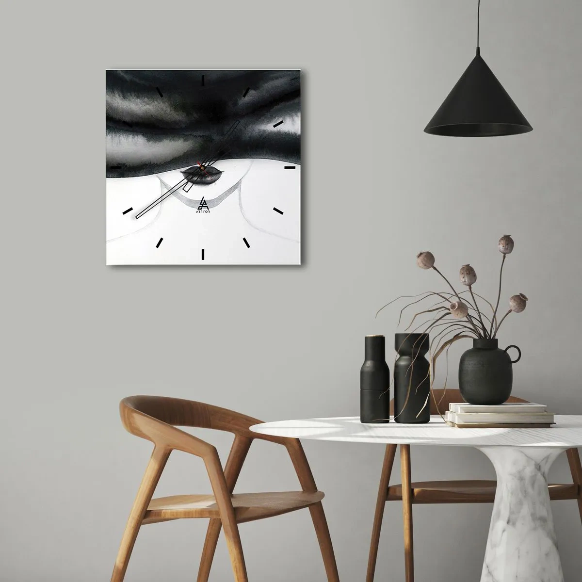 Wall clock - Clock on glass - Sensual Secret - 40x40 cm