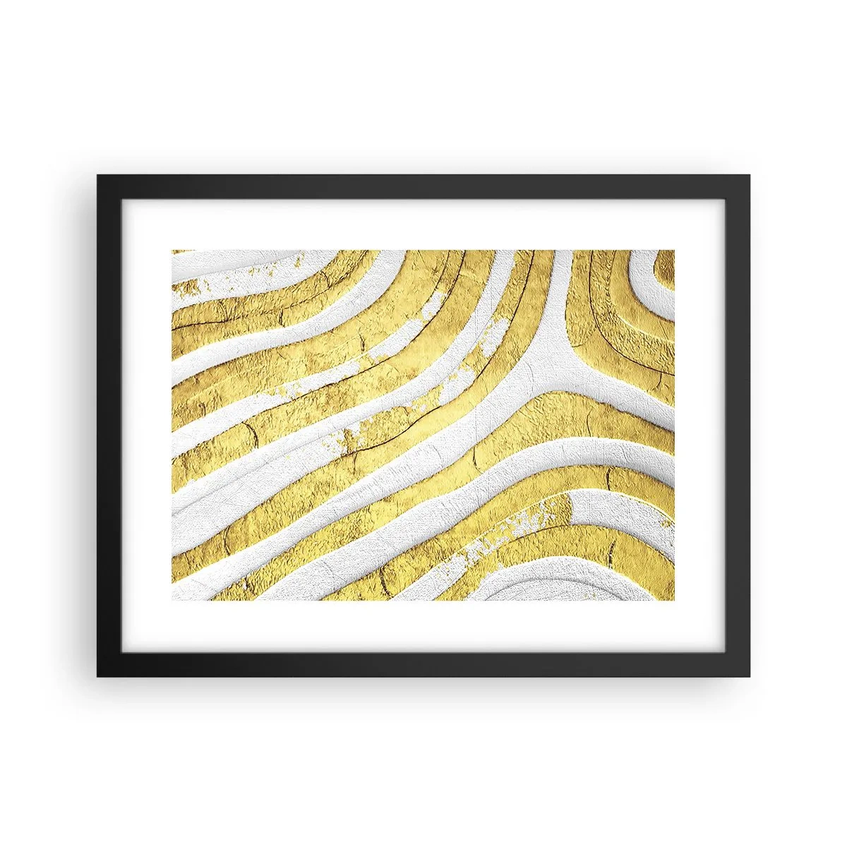 Poster in black frame - Composition in White and Gold - 40x30 cm