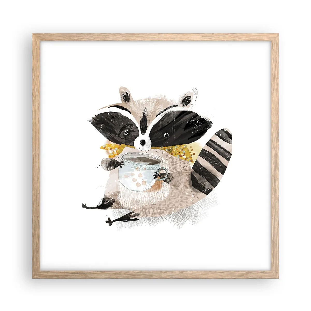 Poster in light oak frame - My Friend Raccoon - 50x50 cm