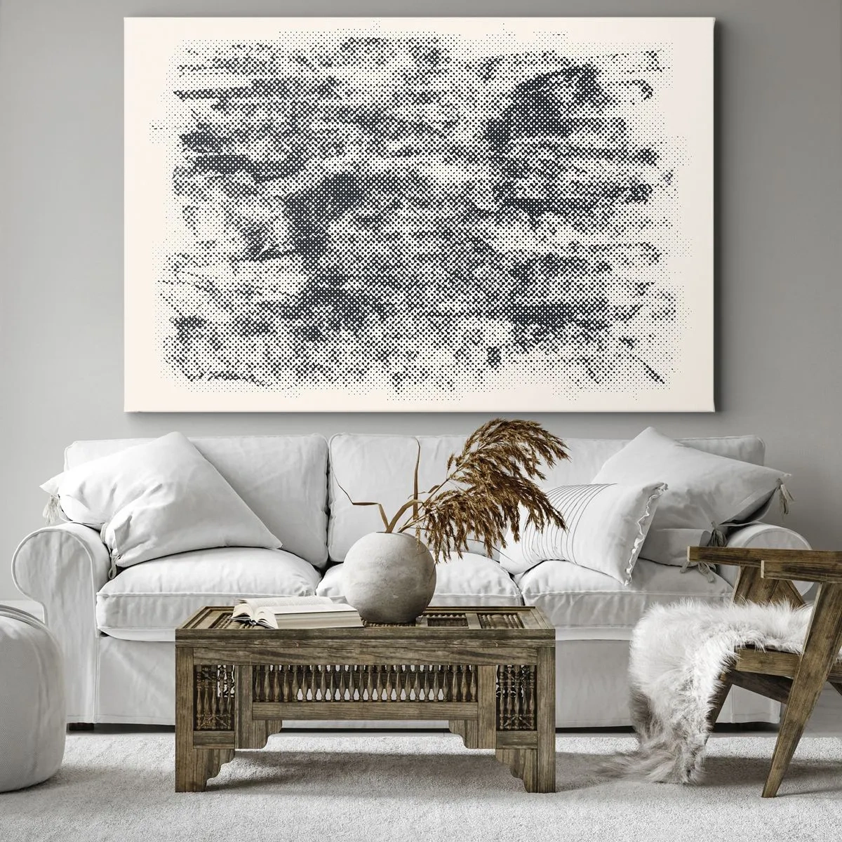 Canvas picture - Abstract misty composition in shades of gray - 70x50cm - Foggy Composition - Modern wall decoration for the living room and bedroom ARTTOR