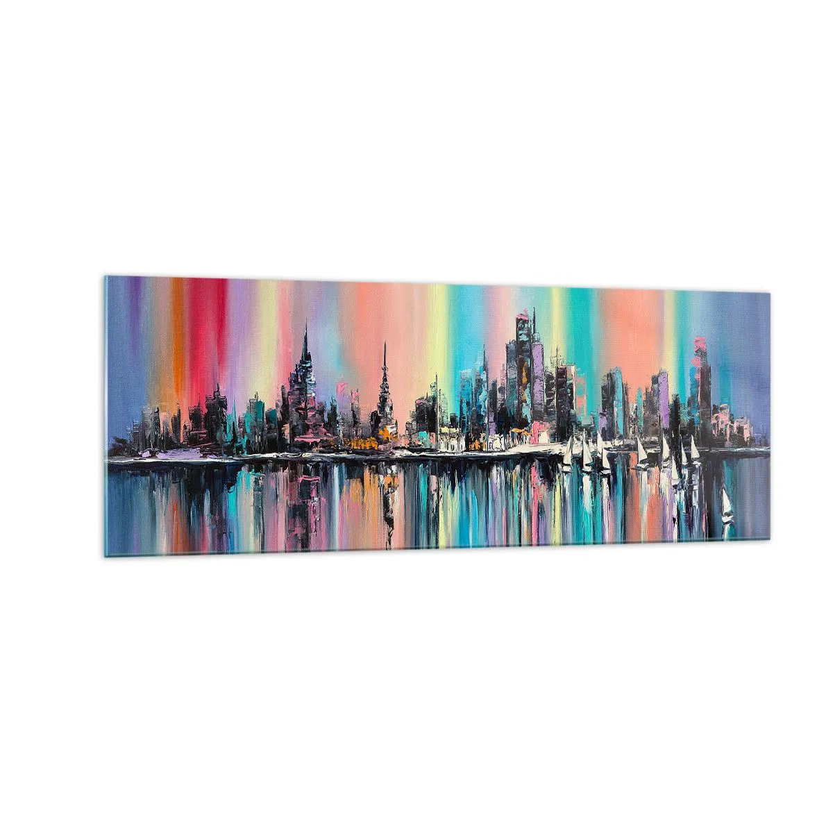 Glass picture - Run down with Night Lights - 140x50 cm
