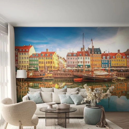 Photo Wallpaper Premium Sand - By Water Smooth as a Mirror - Landscape, Architecture, Copenhagen - 150x105 cm
