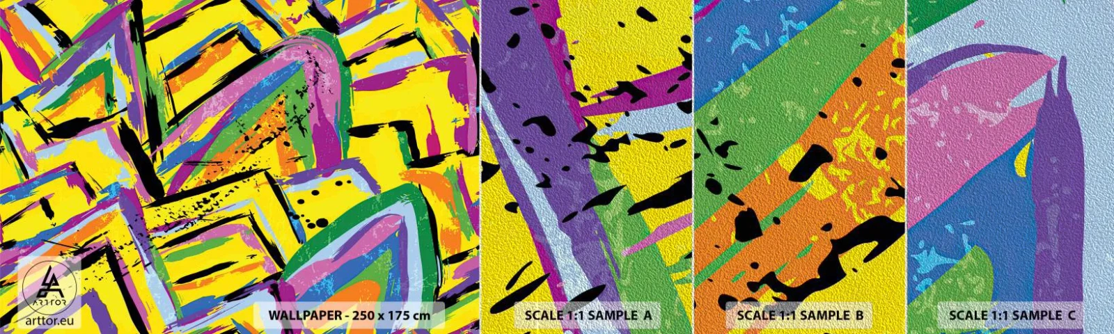 Photo Wallpaper Sample Premium Sand - Screaming from Joy - Abstraction, Piece, Painting - 100x30 cm