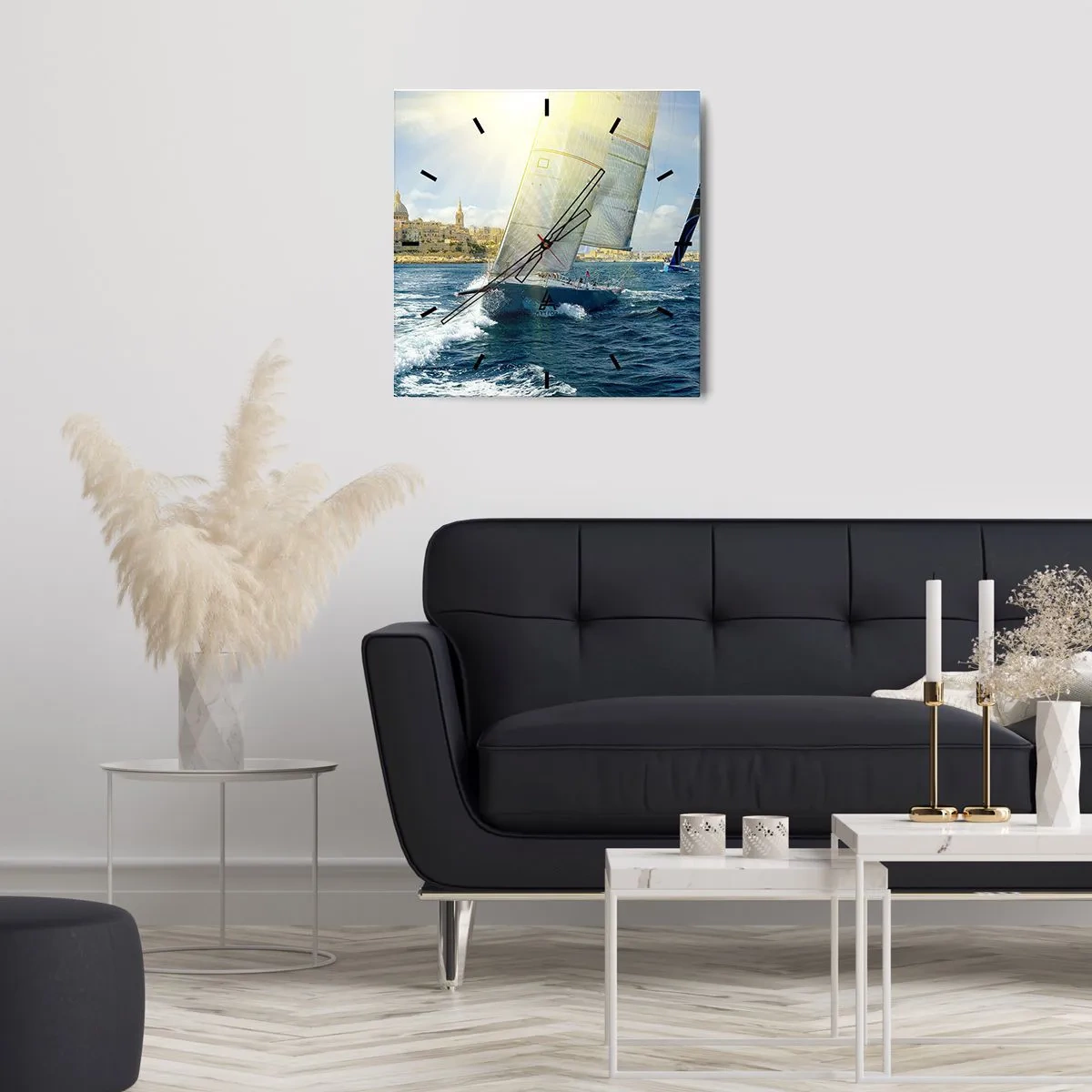 Wall clock - Clock on glass - Time to Leave the City - 30x30 cm