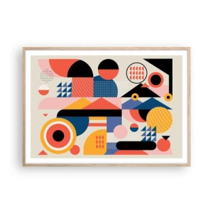 Poster in light oak frame - Composition: Have Fun - 100x70 cm