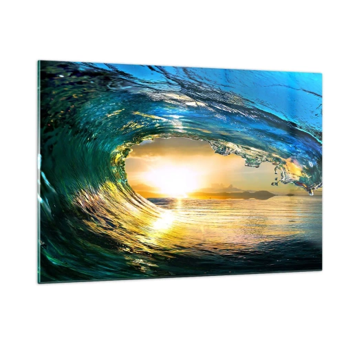 Glass picture - In an Emerald and Gold Crystal - 120x80 cm