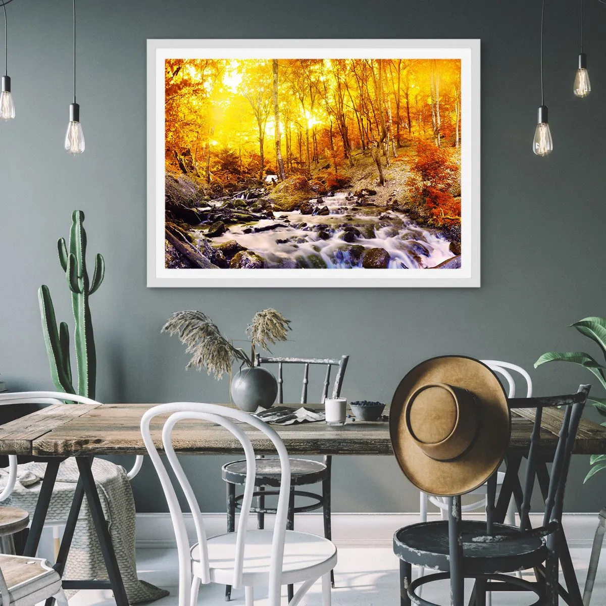 Poster in white frmae - Stones Set in Gold and Platinum - 70x50 cm