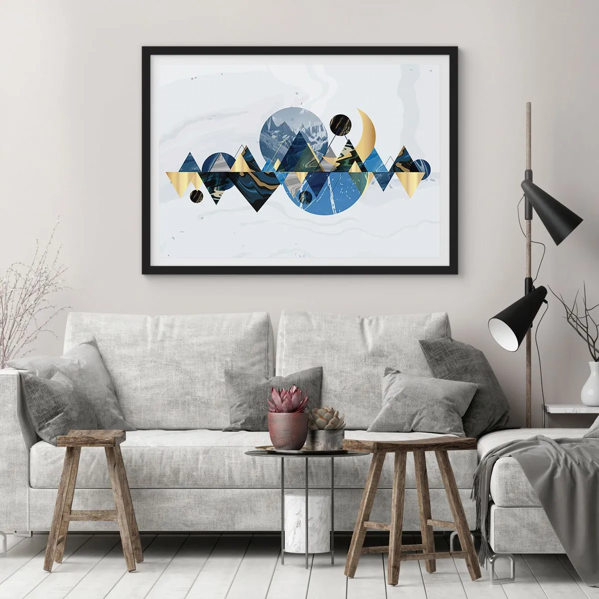 Poster in black frame - Geometrical Landscape - 70x50 cm
