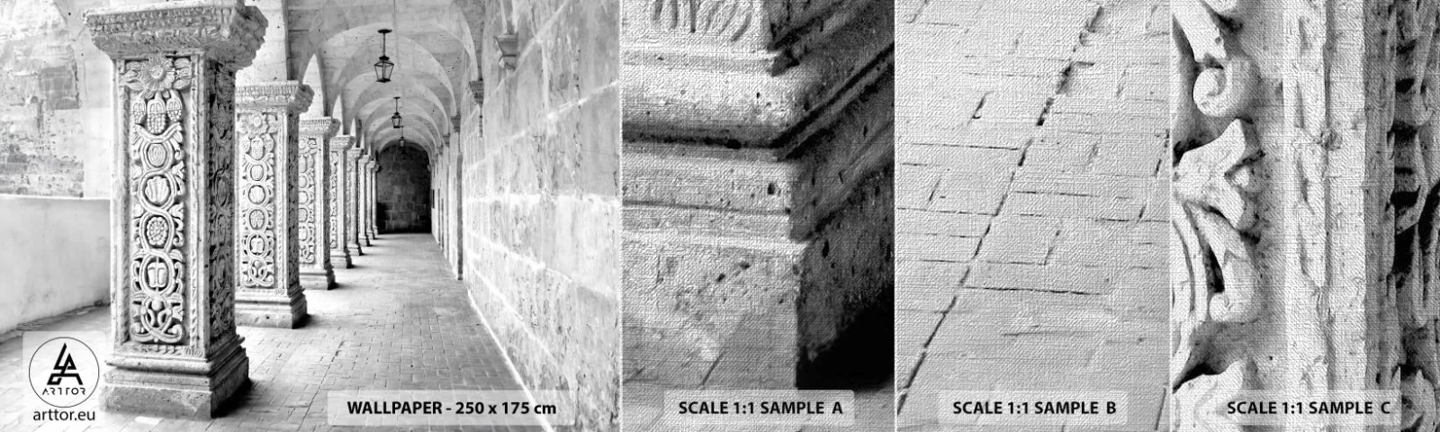 Photo Wallpaper Sample Premium Canvas - Where is this Going...? - Architecture, Piece, Black and white - 100x30 cm