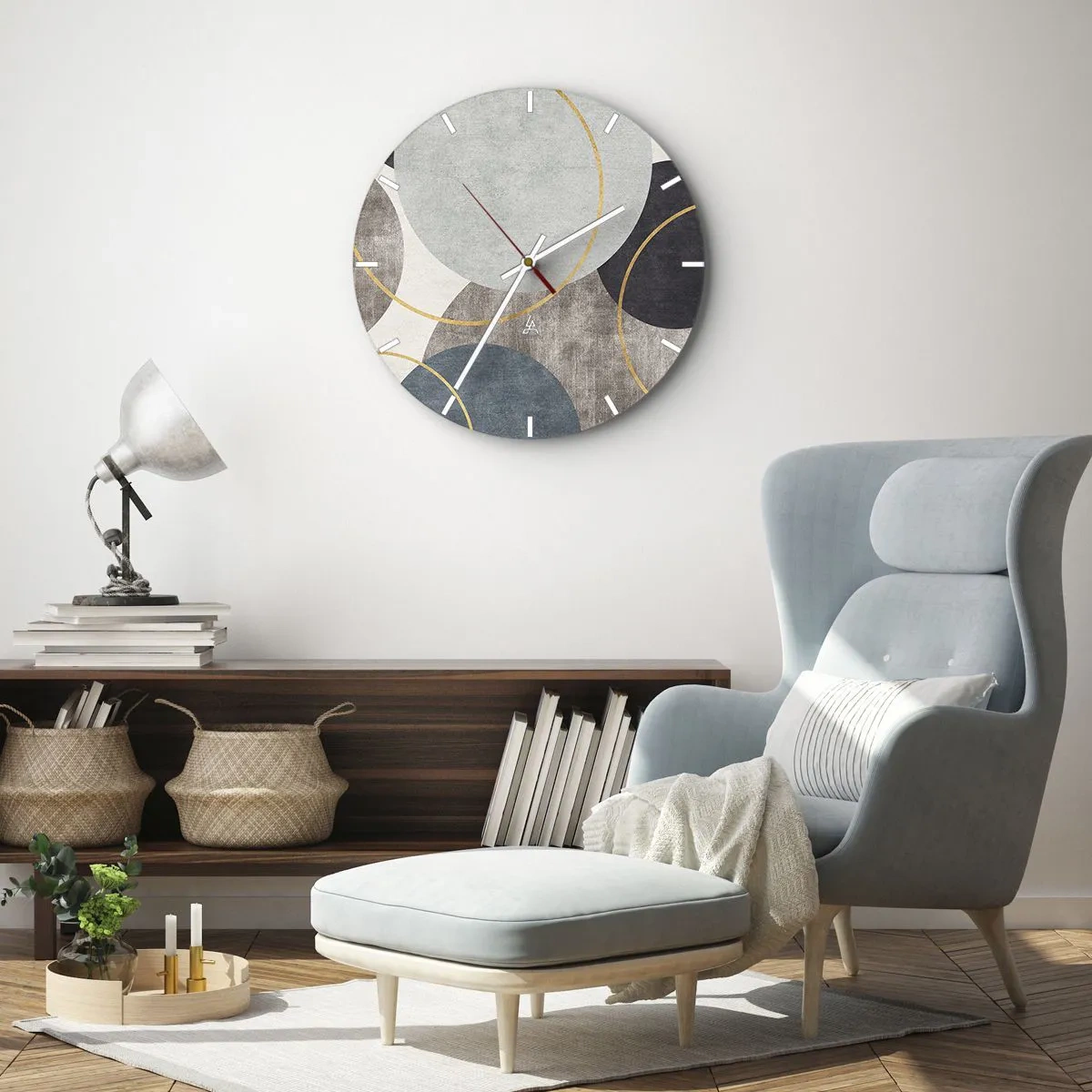 Wall clock - Clock on glass - Wheel after Wheel - 30x30 cm