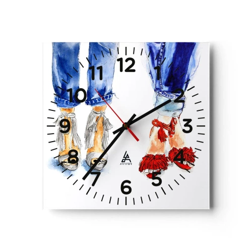 Wall clock - Clock on glass - Shall We Go for a Walk? - 30x30 cm