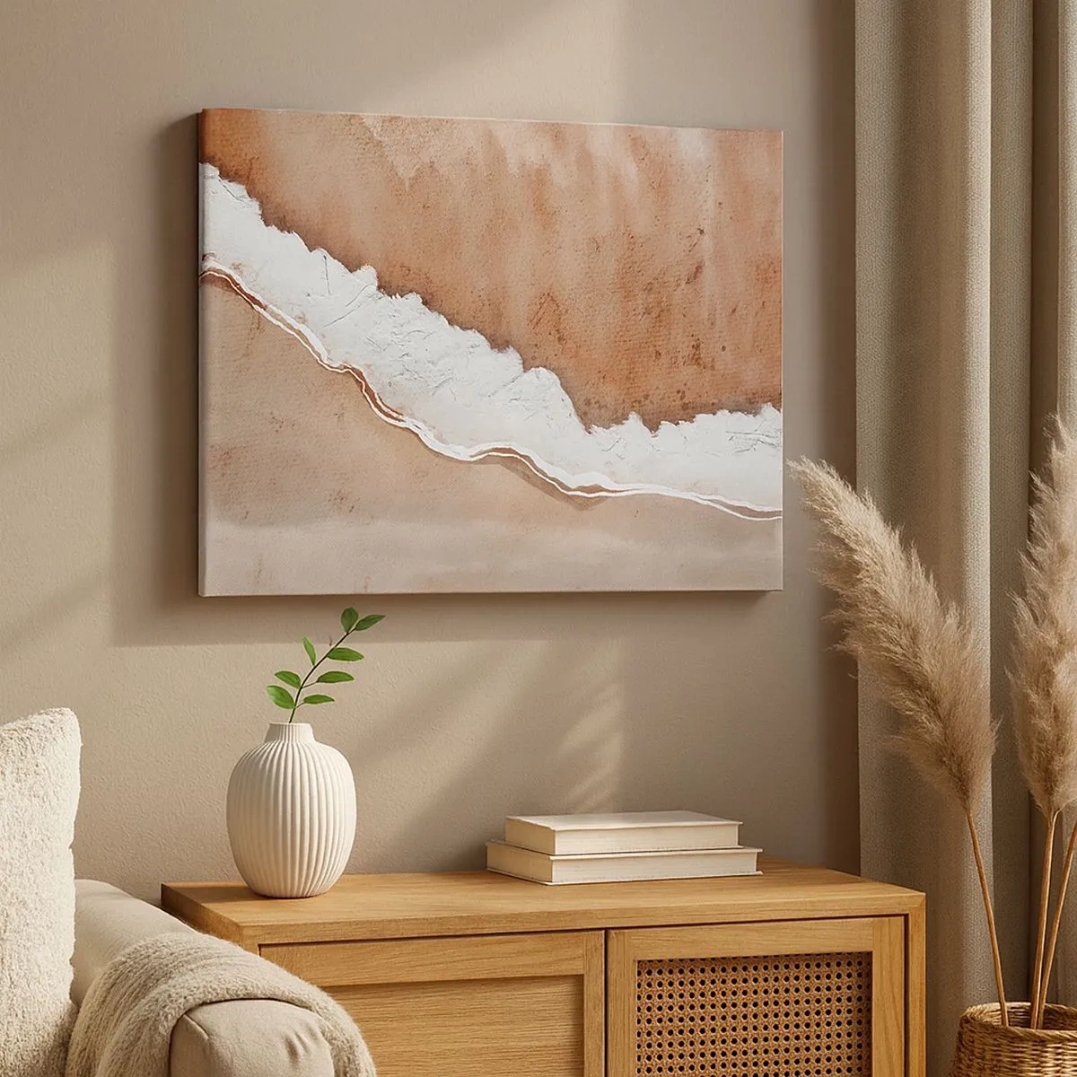 Canvas picture - Sand texture with white accents - 70x50cm - Earth Colours - Modern wall decoration for the living room and bedroom ARTTOR