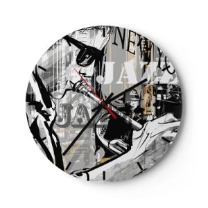 Wall clock - Clock on glass - In the Rhythm of New York - 40x40 cm