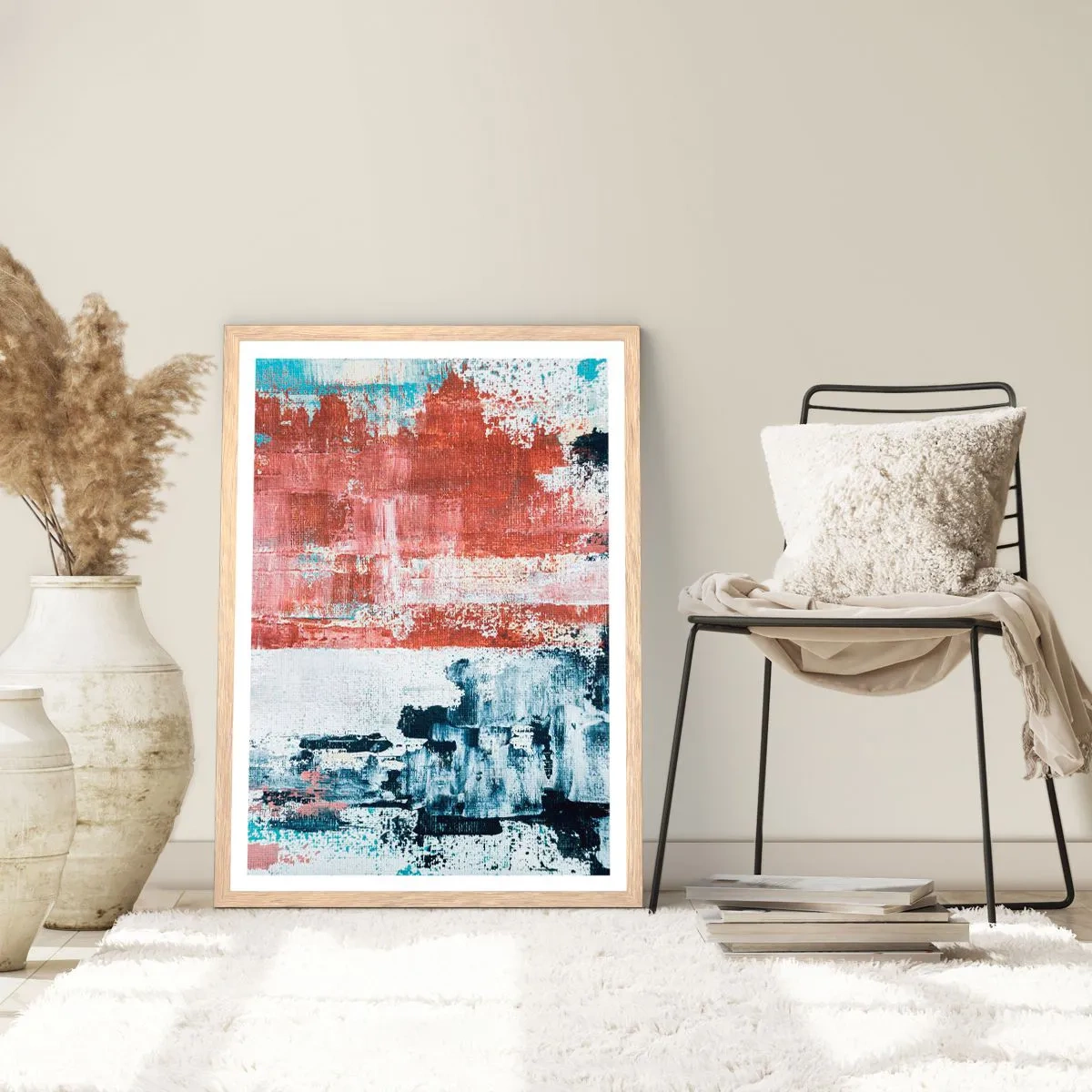 Poster in light oak frame - Abstract Fifty Fifty - 61x91 cm