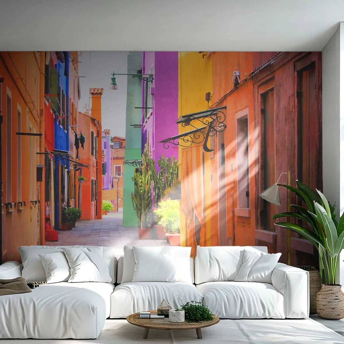 Photo Wallpaper Premium Canvas - Rainbow Alley - City, Venice, Architecture - 250x175 cm