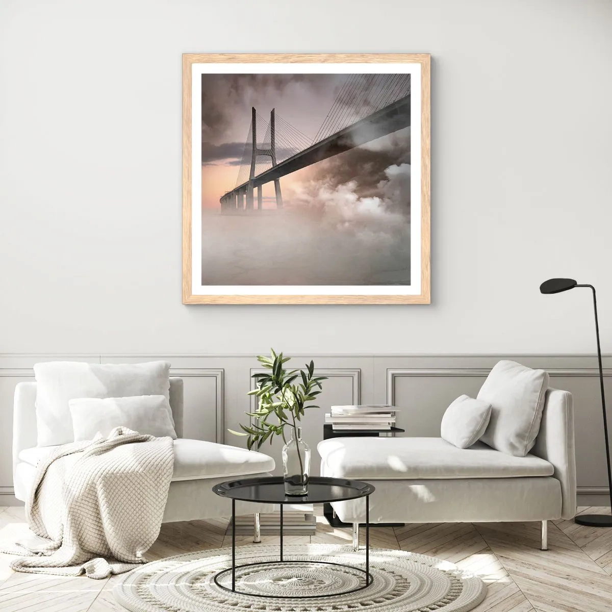 Poster in light oak frame - By the River that Doesn't Exist - 30x30 cm